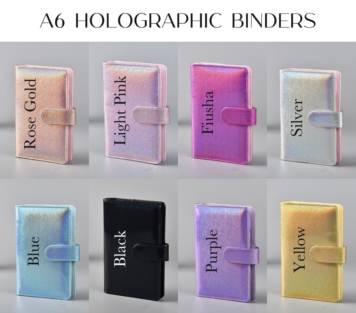 A6 Holographic Glitter Budget Binder