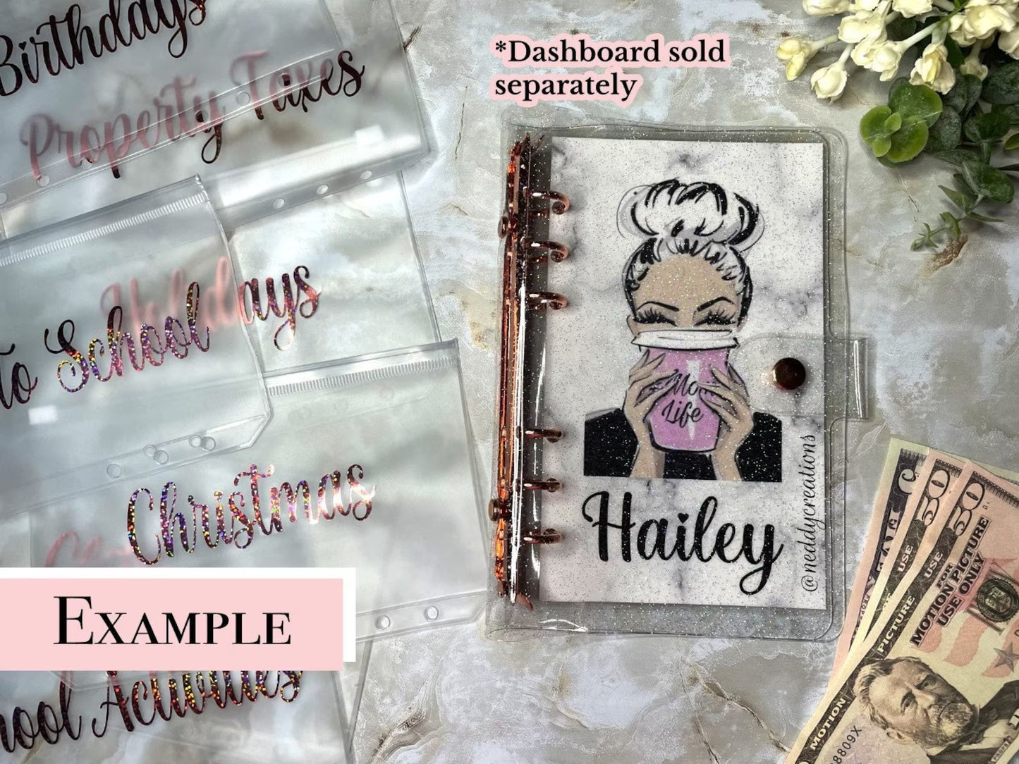 A6 Clear Glitter Budget Binder