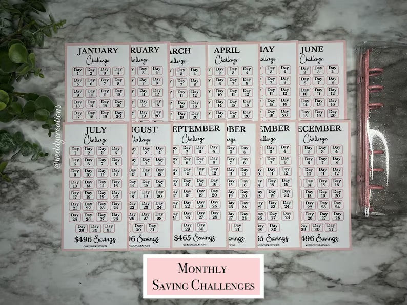 12 Month Calendar Savings Challenge